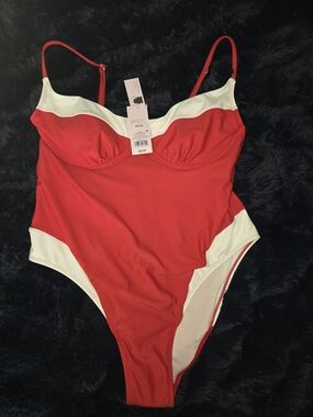 NWT Red and White One-Piece Swimsuit